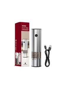 CLITON 迷你電動胡椒鹽研磨器,300mAh Type-C可充電,可調節研磨,陶瓷研磨芯,不鏽鋼材質,可視香料,附防塵蓋。單件或2件組附木製底座,適用於廚房與露營,完美禮物 - 彩色 - 查看 13