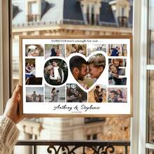 1pc Valentines Day LOVE Word Photo Collage Frame Editable TEMPLATE Printable Personalized Valentine's Heart Poster,Anniversary Gift Valentines Day Customized Wall Art,Pictures Custom Photo,Customizable Things, Optional Frame.Room Decor - Multicolor - View 9