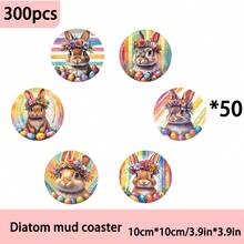 4 piezas/6 piezas/300 piezas Posavasos de tierra de diatomeas con patrón de rayas de colores, posavasos de café, adecuados para decoración del hogar, restaurante y otras ocasiones, regalos cotidianos, decoración de mesa, decoración de fiestas temáticas.