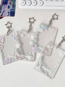 1 PC Colorful Love Transparent Card Holder Large Size Keychain Bag Pendant Meal Card Campus Card Photo Protective Cover, Back To , First Day Of School - Multicolor - View 3