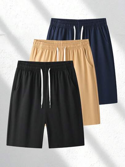 男士夏季休闲运动短裤，透气舒适，抽绳腰带设计，适合户外活动和日常穿着，夏季必备单品，复活节短裤，开斋节服装