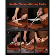 Juego de cuchillos de cocina  con bloque y afilador, juego de 15 piezas de cuchillos afilados de acero inoxidable alemán de alto carbono, cubertería de cocina con mango ergonómico, varilla de afilado y bloque de madera, para cocineros caseros - Madera de caucho - Ver 7