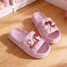 Miniso Sanrio Hello Kitty 女款室內浴室拖鞋 (尺寸 35-36) - 舒適柔軟材質，精緻卡通徽章細節，防水設計，適用於浴室/臥室 (1雙) - 粉色 - 查看 3