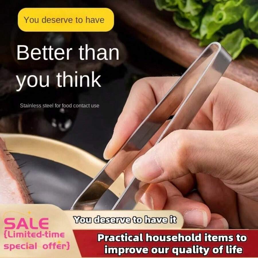 1 Set Stainless Steel Straight & Bent Tweezers, Turkey Feather Plucker, Fish Bone Tweezers, Hotel Supplies Fish Bone Tweezers, Poultry Plucker, Garlic Peeler, Vegetable Peeler, Multi-Purpose Stainless Steel Clamps, 8pcs Kitchen Tools - Silver - View 1