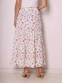 Floral Skirts With Elastic Waistband And All-Over Print. - 白色 - 查看 4