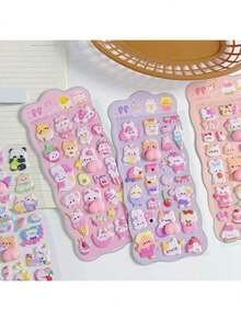 3D可爱动物熊猫、兔子和猫爪泡沫贴纸，减压贴纸，装饰贴纸，适用于水瓶、键盘、桌子，儿童奖励，3D剪贴簿贴纸玩具 - 彩色 - 查看 7