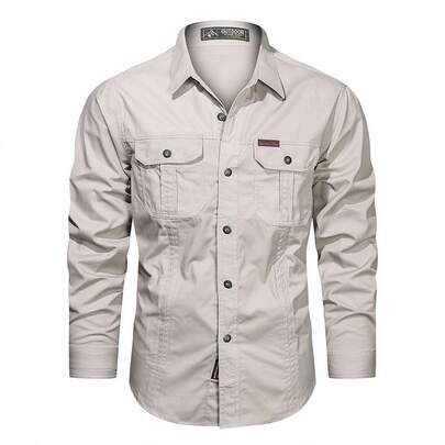 Camisa cargo casual masculina de algodão, camisas de manga larga para acampar y cazar, camisa de combate militar, camisas para senderismo, pesca, ropa de caza