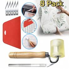 [8PCS] Wallpaper Smoothing Tools Kit, Rubber Seam Roller | Wallpaper Smooth Seam Tool, Wallpaper Tools Kit For Home Renovation, For Peel And Stick Contact Paper Vinyl Window Film Car Wrap, No Power Needed - Basic Kit(8pcs) - View 1