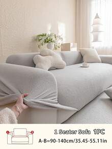 1pc Thick High Grammage Solid Color Plush Sofa Cover, Warm And Comfortable For Winter, Suitable For All Seasons, Anti-Slip And Dirt-Resistant, Removable And Machine Washable, Effectively Prevents Pet Scratching, Suitable For Living Room And Bedroom Sofa Protection And Decoration, Fits 1/2/3/4 Seater Sofas - Multicolor - View 18