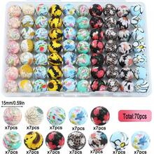 70 Silicone Cat/Dog Paw Print Beads In Leopard Print, Floral, And Striped Patterns. Vibrant Colors And Realistic Textures. Pet-Themed Jewelry Accessories, Suitable For Jewelry Making, DIY Crafts, Shoe And Bag Decorations, And Keychains. - 70pcs-D - 查看 6