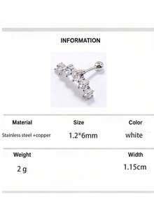 1件装钻石CZ软耳骨耳环耳钉穿刺饰品