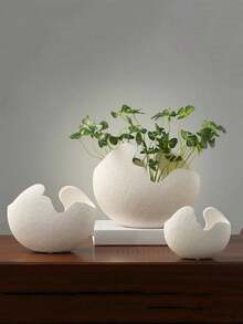 1 pezzo Vaso da fiori in resina moderno e minimalista, adatto per la decorazione della casa, balcone, ingresso, mobile TV, libreria, decorazione della camera da letto, forniture scolastiche e vaso - Bianco - Visualizzare 1