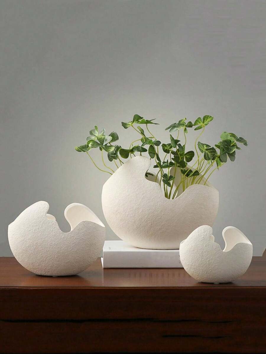 1 pezzo Vaso da fiori in resina moderno e minimalista, adatto per la decorazione della casa, balcone, ingresso, mobile TV, libreria, decorazione della camera da letto, forniture scolastiche e vaso - Bianco - Visualizzare 1