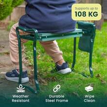 Green Haven Garden Kneeler Seat With Handles And Tool Bag 2 In 1 Gardening Kneeling Stool For Senior Citizens Foldable Garden Stool Kneeler And Seat Lightweight Heavy Duty And Portable - 綠色 - 查看 6