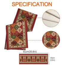 MEMNUN 1/3/5/7pcs Bohemian Paisley Floral Geometric Kilim Moroccan Print Tablerunner Set, 100% Polyester Linen-Like Tablecloth, Red Kilim Home Art Decor Tablerunner, Suitable For Kitchen, Dining Table, Home Party Decoration, Gift - Multicolor - View 11