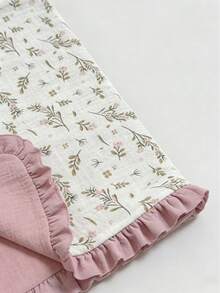 1pc Baby Blanket, Floral Print With Ruffle Edge, Soft Fine Fabric, Spring/Summer New Arrival, Essential Baby Daily Item - Multicolor - View 8
