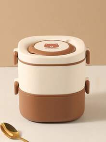 1pc Cartoon Pattern Double Layer Stainless Steel Large Capacity Bento Box, Leakproof Lunch Box, Portable Lunch Container, Lunch Box, Back To School Essential - Multicolor - View 14