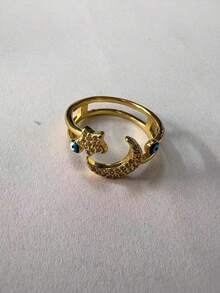 1pc Moon, Star & Eye Rhinestone Decor Adjustable Ring, Elegant & Shiny Jewelry Gift Suitable For Men & Women, Daily Wear & Festivals - Multicolor - View 6