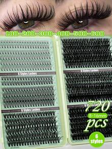 Thick Curly False Eyelashes & Adhesive Set - Green - View 17
