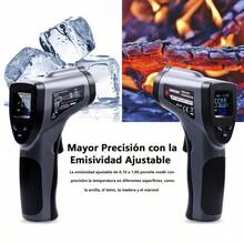 Termmetro infrarrojo, Termmetro Pistola de Temperatura Lser Digital Sin Contacto 50C550C 58F1022F Para uso Industrial, Cocina Deteccin de Moldes, Ambiente, Temperatura Superficia - Negro|L - Ver 5