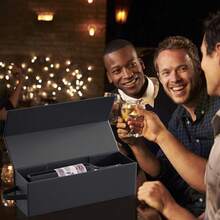 Wine Gift Box 12.8 X 3.8 X 3.8 In,Bottle Gifts Boxe For Liquor Presents,For Wines And Champagne,Magnetic Collapsible Gift Boxes Wine Bottle Gifts Packaging For Weddings,Anniverss, Parties (Black-01),Black-01 - 黑色-01 - 查看 8