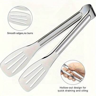 Edelstahl Schlitz-Servierzange, hitzebeständige Verriegelungszange, geeignet für Grillen, Salat, Vorspeisen, Buffet, Grillen, Camping