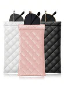 MIYIN 1 Piece Soft PU Double Glasses Case Sunglasses Pouch Holder Organizer Storage For Daily- Portable Squeeze Top Leather Glasses Case Minimalist Solid Color Argyle Anti-Scratch Glasses Storage Bag Eyewear Accessories Sunglasses, Sunglasses, Reading Glasses, Myopia Glasses, Astigmatism Glasses Storage Bag For Men And Women Back To School School Bag Travel Essentials Travel Organizer For Beach Summer Vacation Travel Accessories Travel Bag Vacation Holiday School Stuff Sunglasses Women - Multicolor - View 11