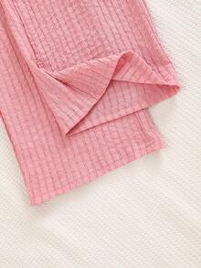 Girls' Summer Textured Fabric Ribbed 2 Pieces Set, Ruffle Strap Camisole And Wide Leg Pants, Casual Fashion Outfit - Pink - View 7