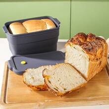 1pc Silicone Toast Bread Baking Pan, Foldable & Collapsible Design, Airtight Lid Food Storage Container, Ice Cube Tray, Non-Stick Toast Bread Mold, Large Capacity Multi-Functional DIY Baking Tool - Grey - View 8