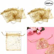 WEWI Healeved Bolsas De Regalo De Organza Dorada Con CordóN 4.72X3.74 Pulgadas Bolsas Para Dulces Y Joyas Bolsitas Dulceras Para Boda Y Eventos Con Estampado De Pestañas - Dorado - Ver 8