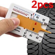 2pcs Heavy Duty Tire Tread Depth Gauge - Portable Compact Tire Tread Depth Meter With Scale, Durable Plastic Construction - Suitable For Cars, Trucks, Motorcycles, Trailers