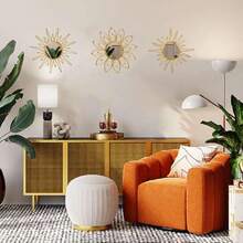 Golirrors For Wall Metal Sunburst Mirrors Home Dration Wall Art Drative Mirror Suitable For Living Room Bedroom Entrance Set Of 3,37420163 - Gold - View 6