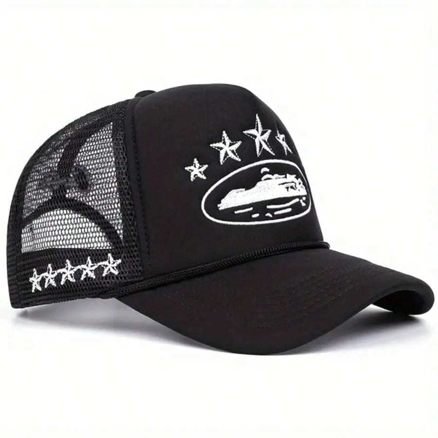 1pcs CORT Castle Embroidered Sponge Baseball Cap Five-Pointed Star Outdoor Sports Event Net Cap Baseball Cap Truck Driver Cap Casual Hat - Grey - View 1