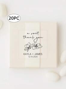 8/20/40pcs Custom Clear Plastic Stickers With Black Print,Square Wedding Transparent Stickers,Adhesive Labels With Love By Your Name, Personalized Stickers With Text Logo - Multicolor - View 43