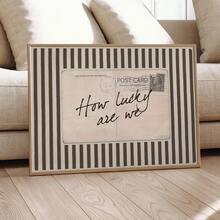 1pc Vintage Quote Canvas Wall Art Poster, "How Lucky We Are" Typography Print, Retro Postcard Style, Brown Stripe Aesthetic Wall Painting, Nostalgic Design, Canvas Wall Art, Suitable For Room Decor, Bedroom, Living Room, Home Decor, Room Poster, Apartment Wall Art, Warm Romantic Quote Art - Multicolor - View 8