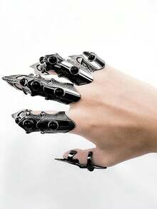 1pc Vintage Street-Style Punk Gothic Metal Animal Skeleton Knuckle Rings With Adjustable Joints, Suitable For Festivals, Parties, Photography, Entertainment & Games, 4 Seasons Halloween - 彩色 - 查看 3