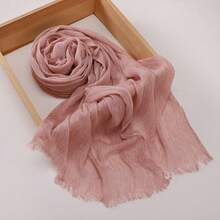 1pc Soft Textured Hijab Scarf, Natural Crinkle Design, Breathable & Comfortable Muslim Headscarf - Multicolor - View 22