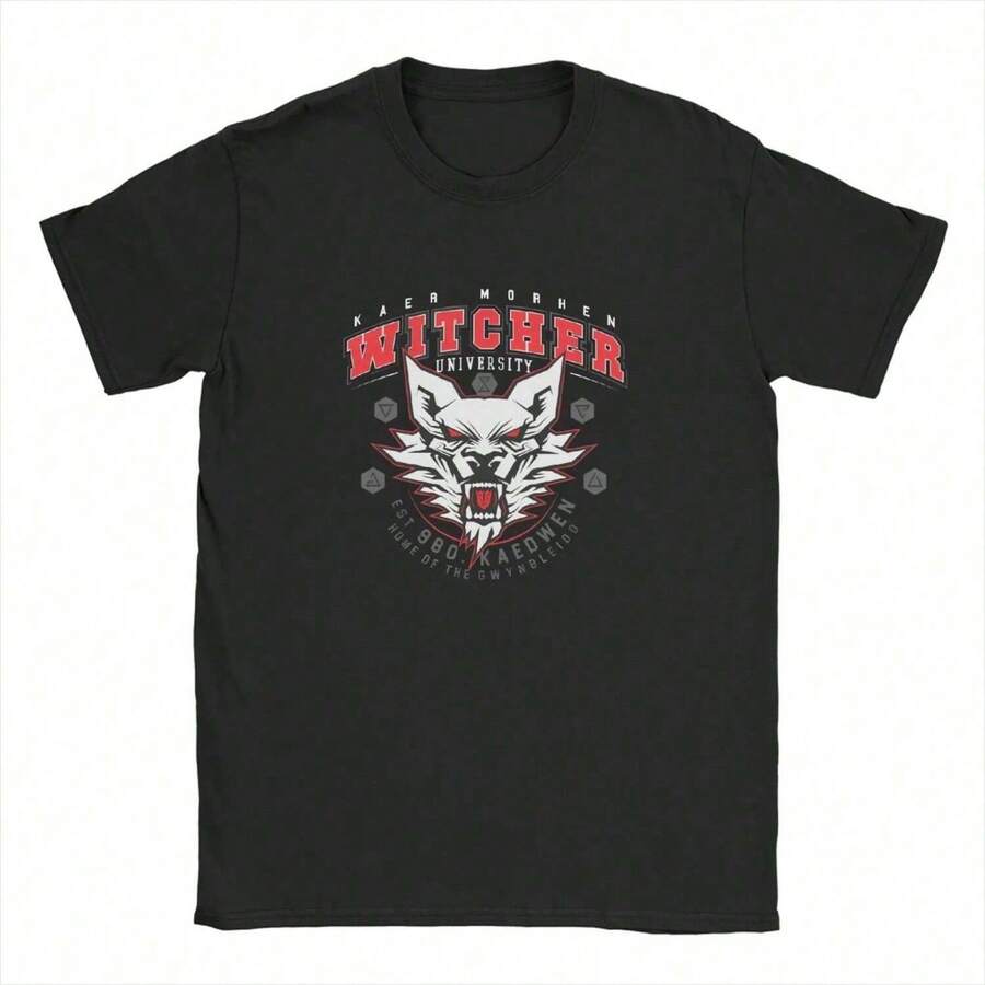 Men The Witchers T Shirts Fashion Cotton Clothes Crazy Short Sleeve Round Neck Tees Gift T-Shirts - màu đen - Xem 1