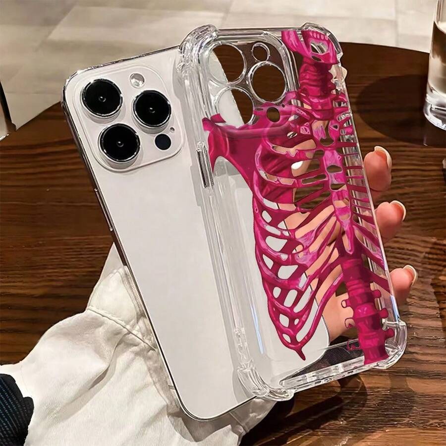 1个新款骷髅头电动四气垫防摔/加厚透明TPU保护壳，兼容苹果17 Pro Max、16 Pro Max/16 Pro/16/13 Pro Max/12 Pro Max、11、15 Pro Max、14 Pro Max/三星Galaxy SAM/荣耀Note 13 Pro/S23 Ultra/S24 Ultra/S25/A56 - 無色 - 查看 1
