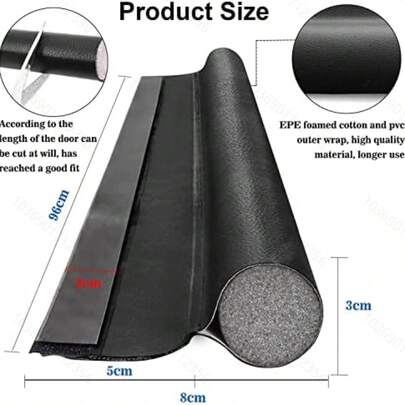 1 buah Strip Segel Bawah Pintu yang Dapat Diatur, Penahan Angin Bawah Pintu, Strip Segel Busa Penutup Celah Satu Sisi, Tahan Lama, Kedap Suara dan Kedap Debu, Cocok untuk Bengkel dan Penggunaan di Rumah, Strip Segel Pintu Kedap Suara