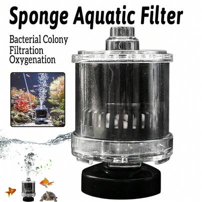 三合一鱼缸过滤器，包含增氧海绵过滤器、鱼缸配件、多功能鱼缸用品、超静音透明外置鱼缸过滤器，适用于各种尺寸的鱼缸