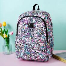 Official Tokidoki Unicorno Backpack With Keychain For Women Men, Cartoon Large Capacity Travel Laptop Book Bag Casual Daypack Shoulder Bag - 粉色 - 查看 7