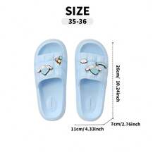 Miniso Sanrio Cinnamoroll Women's Indoor Bathroom Slippers (Size 35-36) - Comfortable Soft Material, Exquisite Character Badge Detail, Non-Slip Sole For Use In Bathroom & Home Daily Wear(1 PC) - Baby Blue - View 8