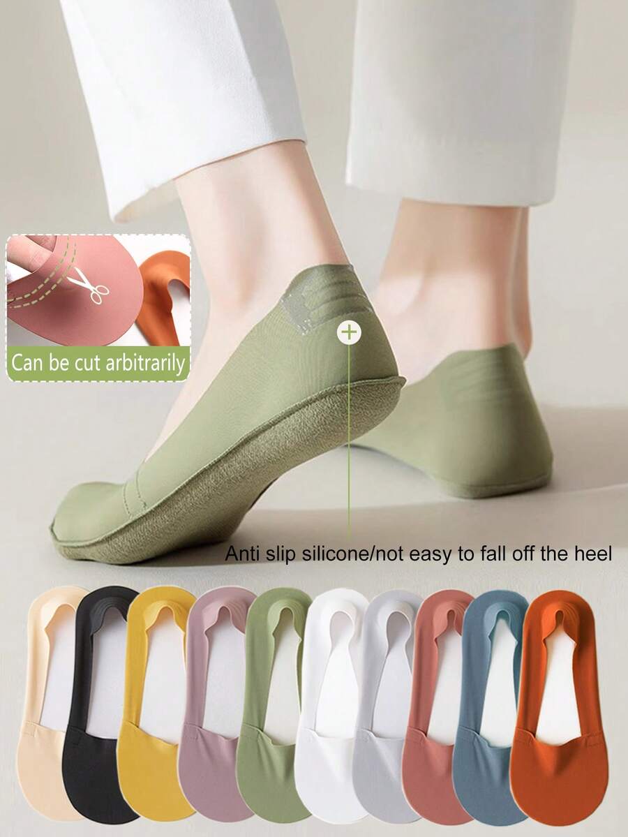2/4/6/10双装女士多色船袜，薄款，适合夏季和春秋季穿着，防滑隐形袜，可搭配高跟鞋，百搭时尚
