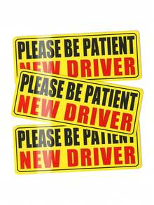 新手司机磁贴，请耐心驾驶新手司机磁贴，新手司机安全警告磁贴，磁性反光新手司机保险杠贴纸（黑红）