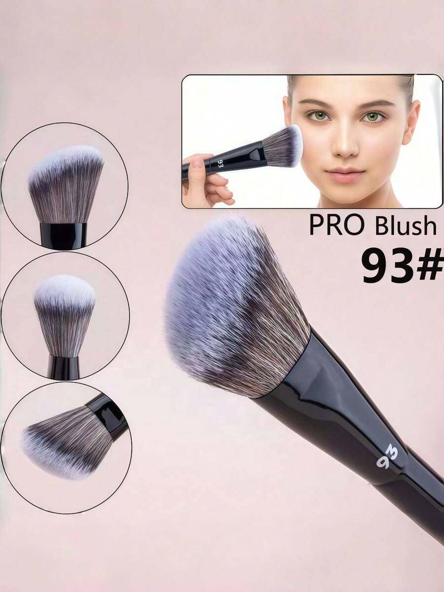 1pc 93 Cream Blush Brush Angled Blush Makeup Brush Liquid Blush Makeup Tool - Black - View 1
