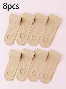 8 Pairs Girls Minimalist Velvet Stirrup Tights, Suitable For Girls Ballet Dance Wear