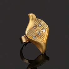 夏季西部风情黄金首饰四件套时尚18K镀金首饰套装，迪拜非洲风情项链耳环戒指婚礼新娘首饰套装，女士 - 項鍊+戒指+手鐲+耳環 - 查看 6