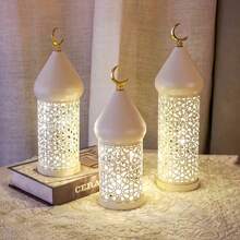 1pc Metal Hollow LED Wind Lamp, Home Desktop LED Horse Lamp Decorative Ornament, Decorative LED Lights, Ramadan Festival Wind Lamp, Shipped Without Battery