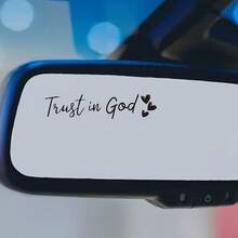 Rückspiegel Aufkleber, "Vertraue auf Gott" herzförmige dekorative inspirierende Auto Spiegel Aufkleber - halbtransparent, selbstklebend, geeignet für Glasoberflächen und religiöse Themen - A - Übersicht 2
